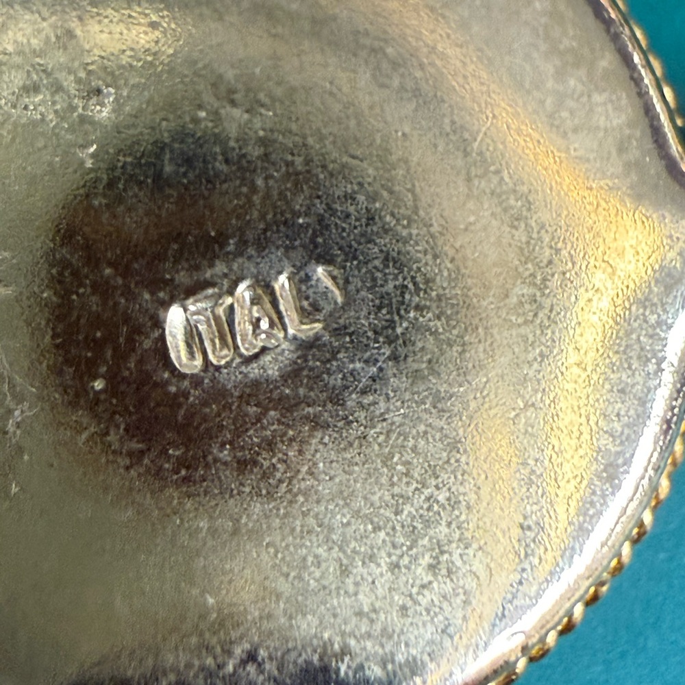 Vintage Micro Mosaic Floral Banjo Keychain - Red & Blue stamped Italy - Picture 6 of 7